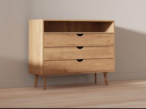 Miniaturka 3 - Komoda dębowa z otwartą półką, funkcjonalne przechowywanie