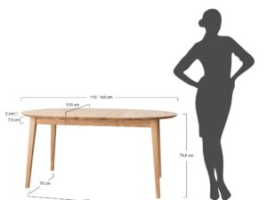Miniaturka 5 - Okrągły stół dębowy z wymiarami technicznymi