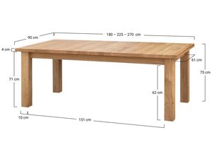 Miniaturka 19 - Drewniany stół do jadalni z litego dębu, klasyczny styl z wymiarami technicznymi