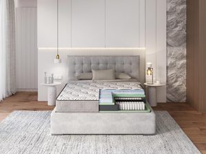 Miniaturka 2 - Przekrój materaca z pianką lateksową i sprężynami kieszeniowymi kolor biały i zielony