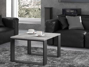 Miniaturka 6 - Nowoczesny stolik kawowy z blatem imitującym beton i metalową podstawą kolor szary i czarny