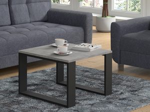 Miniaturka 7 - Nowoczesny stolik kawowy z blatem imitującym beton i metalową podstawą kolor szary i czarny