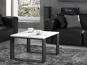 Miniaturka 10 - Nowoczesny stolik kawowy z białym blatem i metalową podstawą kolor biały i czarny