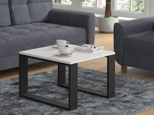 Miniaturka 11 - Nowoczesny stolik kawowy z blatem imitującym beton i metalową podstawą kolor szary i czarny
