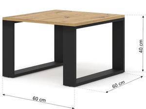 Miniaturka 4 - Nowoczesny stolik kawowy z drewnianym blatem i metalową podstawą kolor dąb i czarny