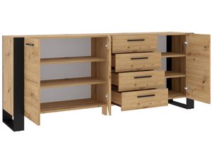 Miniaturka 3 - Nowoczesna komoda z szufladami i półkami kolor dąb