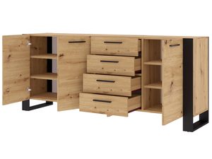 Miniaturka 2 - Komoda z szufladami i drewnianymi frontami do nowoczesnych wnętrz kolor dąb