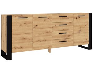 Miniaturka 1 - Komoda z szufladami i półkami w stylu nowoczesnym kolor dąb i czarny