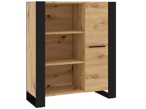 Miniaturka 1 - Szafka z półkami i czarnymi akcentami kolor dąb i czarny