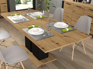 Miniaturka 3 - Stół do jadalni z prostokątnym drewnianym blatem i metalową podstawą