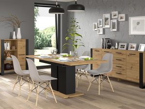 Miniaturka 4 - Nowoczesny stół z drewnianym blatem i czarną podstawą kolor dąb i czarny