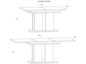 Miniaturka 5 - Rysunek techniczny z wymiarami rozkładanego stołu