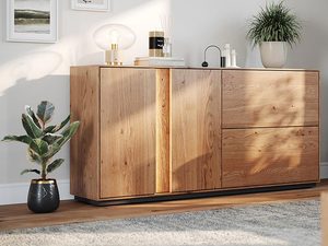 Miniaturka 8 - Szafka RTV z litego drewna z półkami do przechowywania