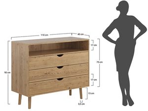 Miniaturka 7 - Komoda dębowa z wymiarami technicznymi