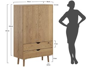 Miniaturka 3 - Wysoka szafa dębowa na smukłych nogach, naturalne drewno