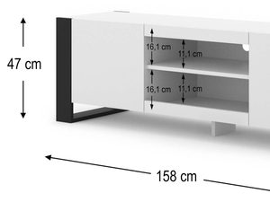 Miniaturka 4 - Szafka RTV w kolorze białym z metalowymi nogami
