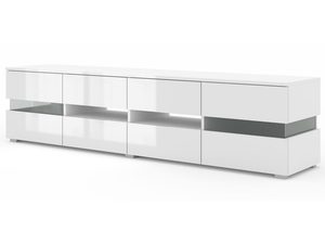 Miniaturka 8 - Szafka RTV z białym korpusem i podświetleniem LED w nowoczesnym stylu do salonu