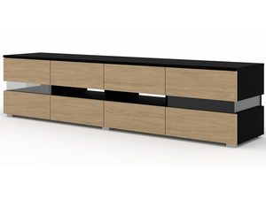 Miniaturka 1 - Nowoczesna szafka RTV z czarnym korpusem i podświetleniem LED w minimalistycznym stylu