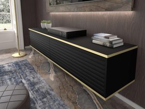 Miniaturka 11 - Nowoczesna komoda z czarnymi frontami i złotymi akcentami kolor czarny i złoty