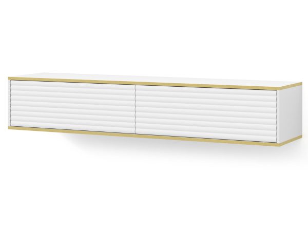 Luksusowa komoda z białymi frontami i złotymi detalami kolor biały i złoty