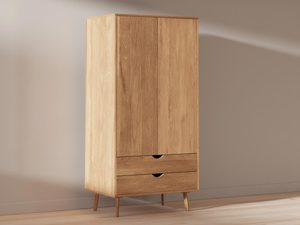 Miniaturka 2 - Minimalistyczna szafa z litego drewna dębowego, smukłe nogi