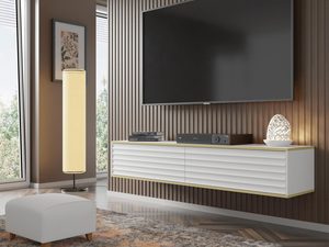 Miniaturka 10 - Nowoczesna szafka RTV z białymi frontami i złotymi detalami kolor biały i złoty