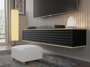 Miniaturka 3 - Szafka RTV z czarnymi frontami i złotymi liniami kolor czarny i złoty