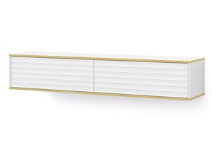 Miniaturka 7 - Nowoczesna szafka RTV z białymi frontami i złotymi akcentami kolor biały i złoty