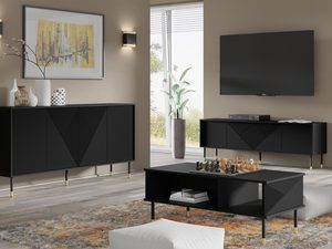 Miniaturka 11 - Wizualizacja salonu z czarnymi meblami modern