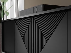 Miniaturka 12 - Komoda z czarnymi frontami, złotymi nogami i geometrycznym wzorem w stylu art deco do luksusowego wnętrza