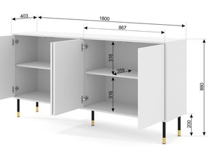 Miniaturka 19 - Wymiary Biała komoda z geometrycznymi frontami