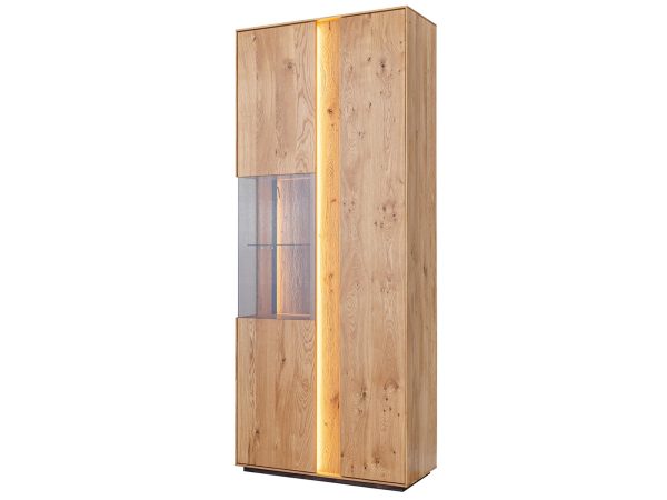 Witryna dębowa z przeszklonym frontem i półkami