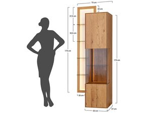 Miniaturka 11 - Minimalistyczna witryna z oświetleniem LED do salonu wymiary techniczne