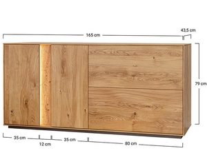Miniaturka 3 - Wymiary techniczne komody dębowej