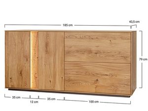 Miniaturka 9 - Nowoczesna szafka RTV dębowa do salonu z wymiarami technicznymi