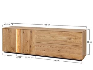 Miniaturka 11 - Komoda RTV dębowa z półkami i przegrodami