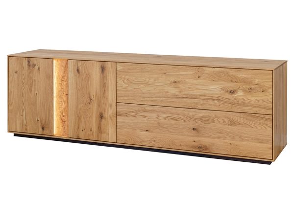 Szafka RTV z litego dębu z półkami