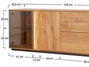 Miniaturka 12 - Komoda RTV z przeszkleniem i wymiarami technicznymi
