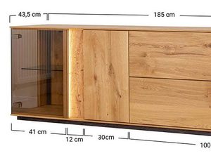 Miniaturka 13 - Komoda RTV dębowa z naturalnym wykończeniem