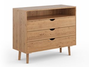 Miniaturka 8 - Komoda dębowa z trzema szufladami, prosty skandynawski styl