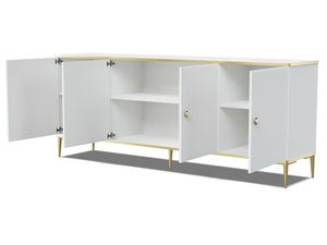 Miniaturka 6 - Biała komoda z frezowanymi bokami w stylu glamour