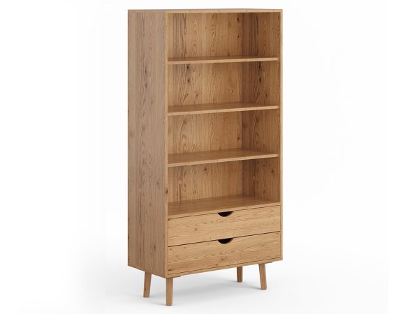 Niski regał z litego drewna dębowego, minimalistyczny styl