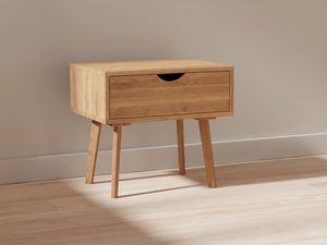 Miniaturka 2 - Niska szafka nocna dębowa, minimalistyczny design