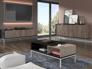 Miniaturka 4 - Aranżacja salonu z komodą dębową i szafką RTV w ciemnym stylu