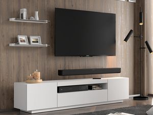 Miniaturka 14 - Aranżacja w salonie z szafką RTV oraz zestawem półek ściennych w kolorze białym