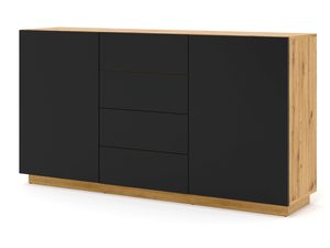 Miniaturka 4 - Nowoczesna czarna komoda z dębowymi elementami, styl industrialny