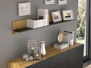 Miniaturka 2 - Detal nowoczesnej czarnej komody z dębowymi bokami