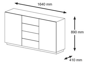 Miniaturka 3 - Wymiary techniczne komody z czterema szufladami