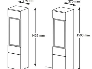 Miniaturka 6 - Przestronna witryna z dębowymi bokami i czarnymi frontami, styl industrialny z wymiarami technicznymi