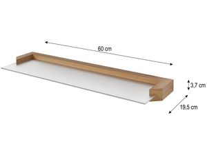 Miniaturka 7 - Dębowa półka ścienna, minimalistyczny design, białe akcenty z wymiarami